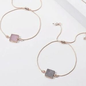 2/$21 Ladies Grey Square Stone Adjustable Bracelet